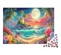 Cruise Ship Beach 1000 Piece Tropical Beach with Cruise Ship Jigsaws Puzzles for Adults And Kids Family Educational Games 1000 Pieces Fun, Challenging & Brainteasing Adults Birthday Gifts 52x38cm/1000