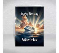 Cruise Ship Birthday Card for Father-in-Law - Ocean Liner Themed Keepsake for Holiday Travel Fans & Maritime Enthusiasts: Father-in-Law Birthday Card (Size A5)