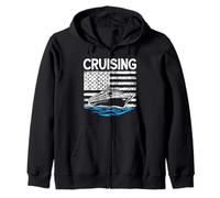 Cruise Ship Captain Patriotic US American Flag Cruising Zip Hoodie