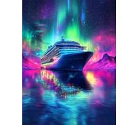 Cruise Ship Diamond Art Painting Kits, DIY 5D Diamond Painting Kits for Adults, Full Round Drill Diamond Art Aurora Borealis 30x40cm/12x16inch, Crystal Arts Crafts for Home Wall Decor Gifts -YZ1168
