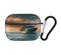 Cruise Ship Earbuds Organizer Shockproof Protective Airpods Pro Cover with Carabiner Clip Anti Fall Carrying Earphone Case Cover for Airpods Pro 2nd Generation Black