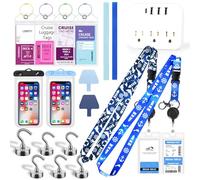 Cruise Ship Essentials Kit, Cruise and Vacation Essentials Including Cruise Lanyard, Power Strip, Magnetic Hooks, Luggage Tag Holder, Towel Bnad, Phone Pounch, Phone Patches for All Cruise Lines