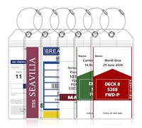 Cruise Ship Essentials Luggage Tags for NCL, Princess, Carnival, Royal Caribbean & Celebrity Cruise Necessities by SEAVILIA, Pack of 6 Large Transparent, Wide Transparent, Wide (for Carnival