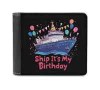 Cruise Ship It's My Birthday Bifold Wallet PU Leather Pocket Wallet Slim Purse for Women Men Gifts