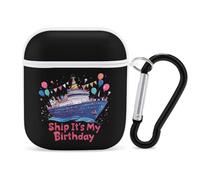 Cruise Ship It's My Birthday Case Cover Compatible with AirPods 1&2 Protective PC Shell Carrying Case with Keychain