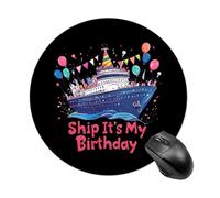 Cruise Ship It's My Birthday Mouse Pad Round Mouse Mat Non-Slip Mousepad for Home Office