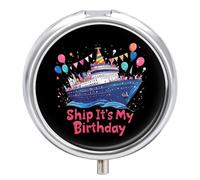 Cruise Ship It's My Birthday Travel Pill Organizer Portable Pill Case Small Pill Box for Purse Pocket