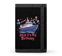 Cruise Ship It's My Birthday Trifold Wallet Portable Slim Purse Wallet Card Holder with Zip for Men Women