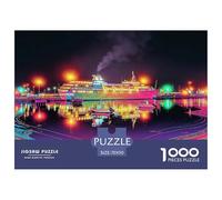 Cruise Ship Jigsaw Puzzles Puzzles for Adults Kids. 1000 Piece Harbor Lights Impossible Challenge Toy Educational Game Home Decoration for Adults& Kids Age 14 Years Up 70x50cm/1000pcs