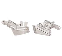 Cruise Ship Nautical Cufflinks In Onyx Art Cufflink Box, One Size, Silver