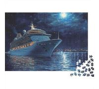 Cruise Ship Night Voyage 1000Pc Jigsaw Puzzle for School-Aged Yacht Children Challenging Puzzle Games Recycled Cardboard 38x26cm/1000pcs