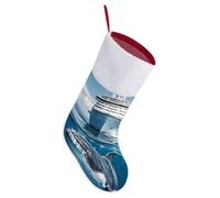 Cruise Ship Ocean Killer Whale Christmas Stocking with Hang Loop, 16.5 Inch Large Soft Furry Xmas Stocking, Hanging Ornaments Holiday Decor for Tree, Fireplace Bag