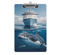 Cruise Ship Ocean Killer Whale Clipboard with Hanging Hole, 8.5" X 12.5" Standard A4 Acrylic Clipboard Ultra Lightweight & Shatterproof Paper Holder for Office, Home