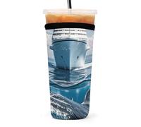 Cruise Ship Ocean Killer Whale Cup Sleeve, Stretchy Neoprene Sleeves for Hot/Cold Drinks, Reusable Insulated Coffee Sleeve for Home, Office, Travel, 18x6cm