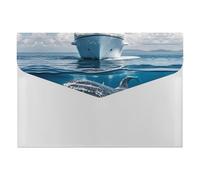Cruise Ship Ocean Killer Whale File Folder, Waterproof Expanding File Folder with 6 Pockets, Durable PP Document Organizer for Office, Home