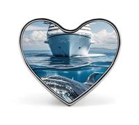Cruise Ship Ocean Killer Whale Heart Pin, 1 Inch Metal Love Lapel Pins - Lightweight, Smooth Edges, Versatile Badge Brooch for Jackets, Shirts, Bags, Gifts for Friends, Family