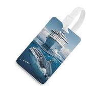 Cruise Ship Ocean Killer Whale Luggage Tags with ID Card, Durable Travel Bag Tags, Waterproof Name Tag for Suitcases, Backpacks & Travel Cases White-Style