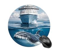 Cruise Ship Ocean Killer Whale Mouse Pad - Ultra Thin, 7.8 Inch Round Mousepad with Non-Slip Rubber Base, Waterproof Mouse Mat for Office, Gaming