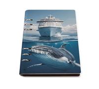 Cruise Ship Ocean Killer Whale Notebook, A5 PU Leather Loose Leaf Notebook with 90 Sheets - Refillable Binder for Writing, Note Taking, Journaling