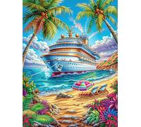 Cruise Ship on A Tropical Beach 1000 Piece Premium Jigsaw Puzzle Animal Plant Adult Jigsaws Brain Training Hobby Home Decor Winter Gift Unique Shaped Eco Friendly Material 1000 PCS