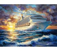 Cruise Ship on Ocean Stamped Cross Stitch Kits for Beginners Adults - Preprinted 11CT Easy Pattern Needlepoint Kits, Arts and Crafts for Home Decor (11.8x15.7inch) 627