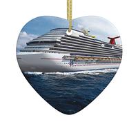 Cruise Ship Print New Ceramic Hanging Heart Christmas Tree Decoration Bauble