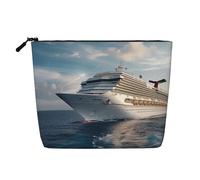 Cruise Ship Printed Travel Makeup Bag Imitation Linen Cosmetic Bags Waterproof Cosmetic Case Organizer for Women