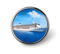 Cruise Ship Round Badge Cute Enamel Lapel Pin Brooches Button Pin Personalized Clothing Decoration Unisex Badge Holder Hats Bags Shirts Decor