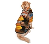 Cruise Ship Sailing In The Ocean With Sunset Following Print Dog Hoodie Pet Sweatshirt, Warm, Soft And Breathable Hooded Clothes For Medium To Large Dogs, Easy-To-Wear Design, For Winter And Fall
