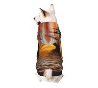 Cruise Ship Sailing In The Ocean With Sunset Following Print Dog Hoodie Sweatshirt For Small Dogs, Warm, Soft And Breathable Pet Clothes, Easy To Wear Jumper For Winter And Fall Warm