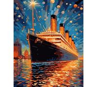 Cruise Ship Scenery Paint by Numbers for Adults,Without Frame 40x50cm Paint by Numbers,DIY Paint by Numbers for Adults Beginners with Brushes and Acrylic Pigment Oil Painting for Home Wall Decor