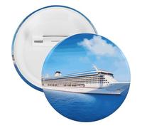 Cruise Ship Tinplate Badge Personalized Round Brooch Large Craft Button Suitable for Teachers, Nurses, Doctors, Staff, Party Gift Accessories, style, 12 Pieces