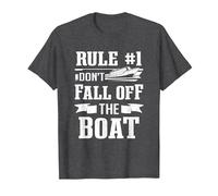 Cruise Ship Tourist Cruising Rule 1 Don't Fall Off The Boat T-Shirt, Men, Dark Heather Grey, Medium