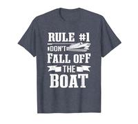 Cruise Ship Tourist Cruising Rule 1 Don't Fall Off The Boat T-Shirt, Men, Heather Blue, Large