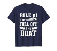 Cruise Ship Tourist Cruising Rule 1 Don't Fall Off The Boat T-Shirt, Men, Navy Blue, Small