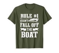 Cruise Ship Tourist Cruising Rule 1 Don't Fall Off The Boat T-Shirt, Men, Olive Green, Large