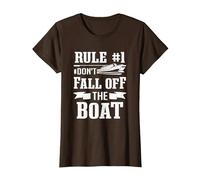 Cruise Ship Tourist Cruising Rule 1 Don't Fall Off The Boat T-Shirt, Women, Brown, Medium