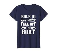 Cruise Ship Tourist Cruising Rule 1 Don't Fall Off The Boat T-Shirt, Women, Navy Blue, Medium