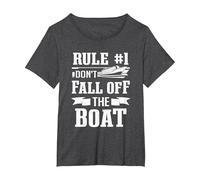 Cruise Ship Tourist Cruising Rule 1 Don't Fall Off The Boat T-Shirt, Women's Plus, Dark Heather Grey, 2X