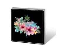 Cruise Ship Tropical Flower Square Enamel Brooch Pin Button Badges Decoration Hat Clothing Bag Accessories Gift Crafts