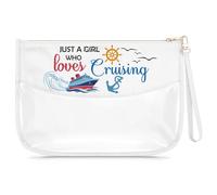 Cruise Ship Vacation Gift Clear Makeup Bag Cruise Themed Gifts Cruising Present for Women Girls Weekend Present Cosmetic Bag Christmas Birthday Travel Pouch for Friend Sister