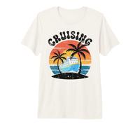 Cruise Ship Vacation Vintage Sunset Cruise Trip Cruising Premium T-Shirt