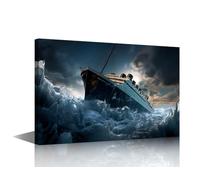 Cruise Ship Wall Decorations for Living Room Aircraft Carrier Military Strategic Ship Wall Art 1 Piece Seafaring Room Decor Modern Home Decor Giclee Wooden Framed Ready to Hang (12''Wx 18''H)