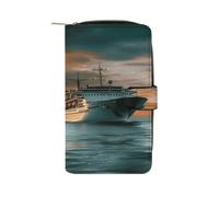 Cruise Ship Wallet Multifunctional Leather Wallets for Men Compact Long Wallet Credit Card Holder Passport Bag