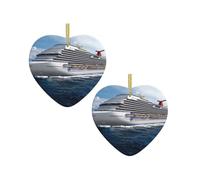 Cruise Shipchristmas Ceramic Heart-Shaped Pendant,Christmas Decoration,Holiday Party Decoration,Elegant And Fashionable,Suitable For Families And Friends To Share