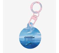 Cruise Ships and Whales Dog Tags Round Pet Tag,Acrylic Pet ID Tags Durable and Stylish,Perfect for Small to Large Pets
