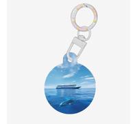 Cruise Ships and Whales Dog Tags Round Pet Tag,Acrylic Pet ID Tags Durable and Stylish,Perfect for Small to Large Pets