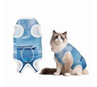 Cruise Ships and Whales Recovery Suit for Dogs Cats After Surgery, Soft Cotton Post-Surgery Suit for Male and Female Pet