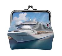 Cruise Ships Coin Purse for Women, Chic PU Leather Mini Change Pouch with Kiss Lock Clasp, Fashion Change Purse Wallets for Coins, Keys, Lipstick, and Earphones