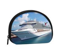 Cruise Ships Coin Purse for Women Men, Chic Mini Change Pouch with Zipper, Small Coin Bag Shell Handbags Fashion Change Purse Wallets for Keys, Lipstick, and Earphones